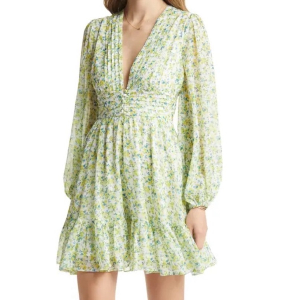 VICI Floral Long Sleeve Chiffon Dress